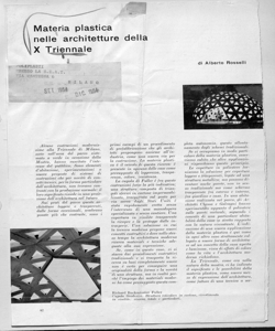 Materia plastica nelle architetture della X Triennale, sta in POLIPLASTI - periodico