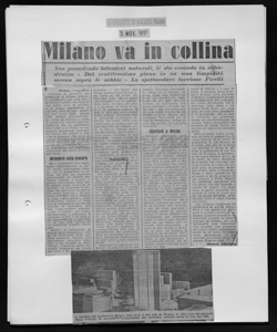 Milano va in collina - Non possedendo belvederi naturali, li sta creando in calcestruzzo - Dal ventitreesimo piano in su una limpidità serena sopra le nebbie - Lo spettacolare torrione Pirelli, sta in IL GIORNALE DI BRESCIA - quotidiano