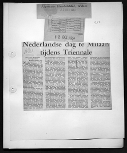 Nederlandse dag te Milaan tijdens Triennale, sta in ALGEMEEN HANDELSBLAD. - quotidiano