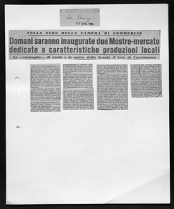 NELLA SEDE DELLA CAMERA DI COMMERCIO - Domani saranno inaugurate due Mostre-mercato dedicate a caratteristiche produzioni locali - Lo 
