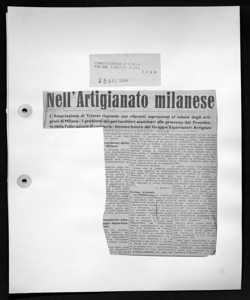 Nell'Artigianato milanese - L'Associazione di Trieste risponde con vibranti espressioni al saluto degli artigiani di Milano - I problemi dei parrucchieri esaminati alla presenza del Presidente della Federazione di categoria - Intenso lavoro del Gruppo Esportatori Artigiani, sta in L'ARTIGIANATO D'ITALIA - periodico