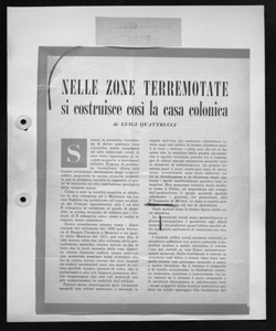 NELLE ZONE TERREMOTATE si costruisce così la casa colonica, sta in L'AGRICOLTURA - periodico