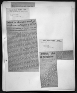 Norsk brukskunst med pa verdensutstillingen i 1958? - Israel, Vest-Tyskland og Venezia vil se den norske Milano-utstilling, Oslo far se endel, sta in AFTENPOSTEN - quotidiano