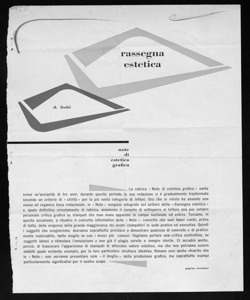 note di estetica grafica, sta in RASSEGNA GRAFICA - periodico