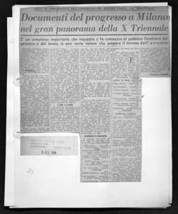 OGGI IL PRESIDENTE DEL CONSIGLIO ON. SCELBA VISITA LA TRIENNALE - Documenti del progresso a Milano nel gran panorama della X Triennale - È un complesso importante che inquadra e fa conoscere al pubblico l'evolversi del pensiero e del lavoro in una vasta visione che prepara il terreno dell'avvenire, sta in CORRIERE DEGLI ITALIANI - quotidiano
