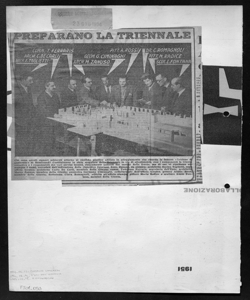 PREPARANO LA TRIENNALE - COMM. T. FERRARIS - ARCH. C. DE CARLI - ARCH. E. TAGLIETTI - PITT. A. ROSSI - GEOM. G. CIMINAGHI - ACH. M. ZANUSO - DR. C. ROMAGNOLI - PITT. M. RADICE - SCUL. L. FONTANA, sta in CORRIERE LOMBARDO - quotidiano