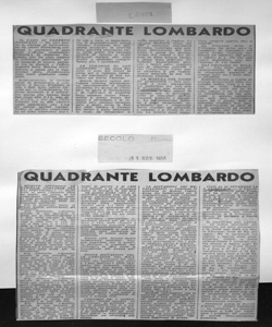 QUADRANTE LOMBARDO - FINO AL 22 NOVEMBRE LA X TRIENNALE, sta in SECOLO - quotidiano