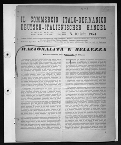 RAZIONALITÀ E BELLEZZA - Considerazioni alla Triennale di Milano, sta in IL COMMERCIO ITALO GERMANICO - periodico