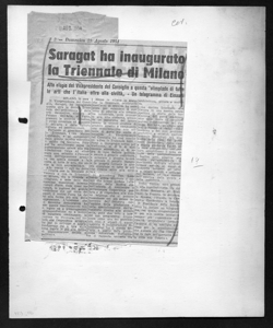 Saragat ha inaugurato la Triennale di Milano - Alto elogio del Vicepresidente del Consiglio a questa 