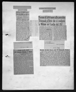 Sezioni di arte sacra alla prossima Triennale d'Arte che si svolgerà a Milano nel Luglio del 1957, sta in GIORNALE DEL POPOLO - quotidiano