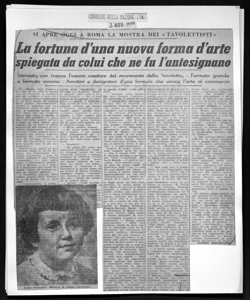 SI APRE OGGI A ROMA LA MOSTRA DEI <<TAVOLETTISTI>> - La fortuna d'una nuova forma d'arte spiegata da colui che ne fu l'antesignano - Intervista con Ivanoe Fossani creatore del movimento della 