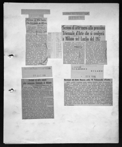 Sezioni di arte sacra alla prossima Triennale d'Arte che si svolgerà a Milano nel Luglio del 1957, sta in PROGRESSO ITALO-AMERICANO - quotidiano