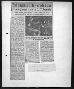 Sul binomio arte-produzione il programma della X Triennale - Alla manifestazione hanno dato la loro adesione oltre millecinquecento espositori, sta in IL TEMPO DI MILANO - quotidiano