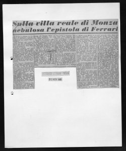 Sulla villa reale di Monza nebulosa l'epistola di Ferrari, sta in MERIDIANO D'ITALIA - periodico