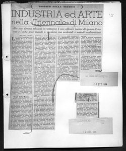 TRIONFO DELLA TECNICA - INDUSTRIA ed ARTE nella <<Triennale>> di Milano - Alla sua decima edizione la rassegna è una efficace sintesi di quanto il lavoro e l'estro sono riusciti a produrre con materiali e metodi modernissimi, sta in LA TRIBUNA DEL MEZZOGIORNO - quotidiano