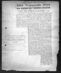 UN TEMA ARCHITETTONICO CHE È STRUMENTO DI CONVIVENZA SOCIALE - Alla Triennale 1954 una sezione per l'estetica stradale - Illuminazione, chioschi e pubblicità sono i tre punti principali di un vasto e importante problema che finora è stato affrontato soltanto in parte, sta in IL POPOLO DI ROMA - quotidiano