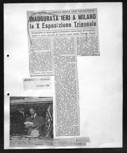 UNA GRANDE RASSEGNA DELLE ARTI DECORATIVE - INAUGURATA IERI A MILANO la X Esposizione Triennale - Scomparso in gran parte il deteriore astrattismo gli organizzatori si sono sforzati di tenere come metro l'uomo d'oggi, sta in AVANTI! - quotidiano