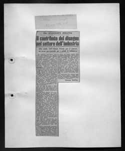 UNA INTERESSANTE INIZIATIVA - Il contributo del disegno nel settore dell'industria - Allo studio dell'Istituto Veneto per il Lavoro un corso sperimentale per <<artisti di fabbrica>>, sta in IL GAZZETTINO - quotidiano