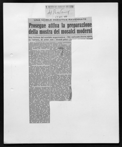 UNA NOBILE INIZIATA RAVENNATE - Prosegue attiva la preparazione della mostra dei mosaici moderni - Una riunione del comitato organizzatore, sta in IL RESTO DEL CARLINO - quotidiano