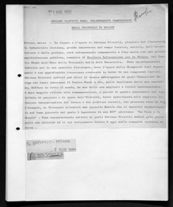 ADRIANO OLIVETTI SARÀ SOLENNEMENTE COMMEMORATO DALLA TRIENNALE DI MILANO, sta in SERVIZIO INFORMAZIONI PER LA STAMPA - agenzia stampa