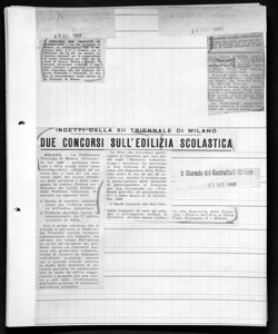 INDETTI DALLA XII TRIENNALE DI MILANO - DUE CONCORSI SULL'EDILIZIA SCOLASTICA, sta in IL GIORNALE DEI COSTRUTTORI - periodico