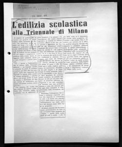 L'edilizia scolastica alla Triennale di Milano, sta in LA RIVIERA - periodico