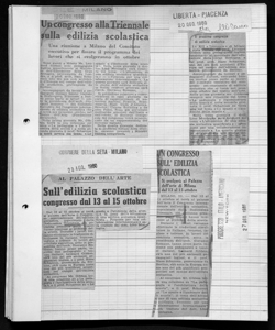 Un congresso alla Triennale sulla edilizia scolastica - Una riunione a Milano del Comitato esecutivo per fissare il programma dei lavori che si svolgeranno in ottobre, sta in IL SOLE - quotidiano