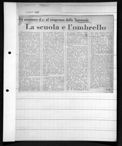 Un assessore d.c. al congresso della Triennale - La scuola e l'ombrello, sta in L'UNITÀ - quotidiano