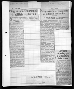 Congresso internazionale di edilizia scolastica - SI APRIRÀ OGGI ALLA TRIENNALE IL PROGRAMMA DEI LAVORI, sta in 24 ORE - quotidiano