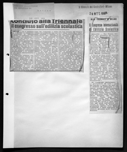 Concorso alla Triennale - il congresso sull'edilizia scolastica, sta in CORRIERE MERIDIONALE - quotidiano