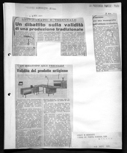 ARTIGIANATO E TRIENNALE - Un dibattito sulla validità di una produzione tradizionale, sta in CORRIERE LOMBARDO - quotidiano