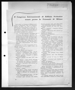 Il Congresso Internazionale di Edilizia Scolastica tenuto presso la Triennale di Milano, sta in L'ARCHITETTO - periodico