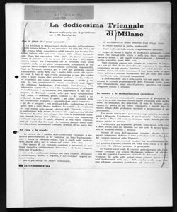 La dodicesima Triennale di Milano - Nostro colloquio con il presidente on. I.M. Lombardo, sta in ELETTRODOMESTICA - periodico