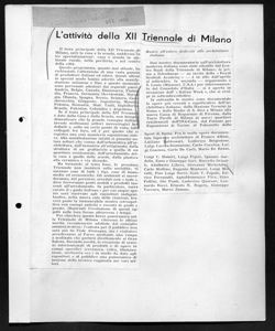 L'attività della XII Triennale di Milano, sta in FIERE E MOSTRE - periodico