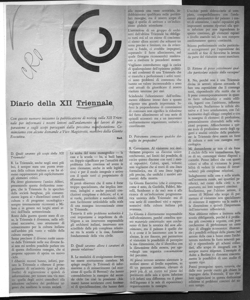 Diario della XII Triennale - Con questo numero iniziamo la pubblicazione di notizie sulla XII Triennale per informare i nostri lettori sull'andamento dei lavori di preparazione e sugli scopi perseguiti dalla prossima manifestazione. Cominciamo con alcune domande a Vico Magistretti, membro della giunta esecutiva, sta in CASA BELLA - periodico