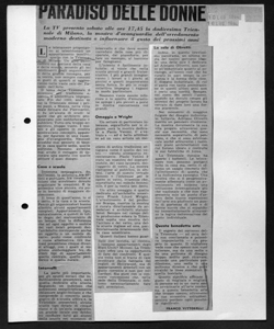 PARADISO DELLE DONNE - La TV presenta saabo alle 17,45 la dodicesima Triennale di Milano, la mostra d'avanguardia dell'arredamento moderno destinata a influenzare il gusto dei prossimi anni, sta in LA SETTIMANA RADIO TV - periodico
