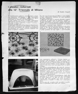 i plastici rinforzati alla XII Triennale di Milano, sta in POLIPLASTI - periodico