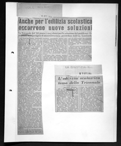 Anche per l'edilizia scolastica occorrono nuove soluzioni - La Triennale del '60 punta i suoi sforzi per la soluzione del problema - La riunione del Consiglio d'amministrazione presieduta dall'on. Lombardo, sta in IL SOLE - quotidiano