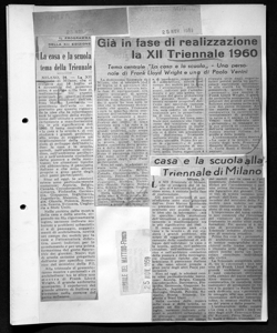 IL PROGRAMMA DELLA XII EDIZIONE - La casa e la scuola tema della Triennale, sta in L'UNITÀ - quotidiano