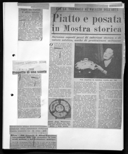 CON LA TRIENNALE AL PALAZZO DELL'ARTE - Piatto e posata in Mostra storica - Saranno esposti pezzi di interesse storico e di valore estetico, anche di provenienza milanese, sta in CORRIERE LOMBARDO - quotidiano