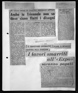 IL COMMISSARIO GOVERNATIVO ITALIANO SI RICONOSCE COLPEVOLE DELLA SPARIZIONE - I lavori smarriti all'<<Expo>> saranno pagati, sta in IL GIORNO - quotidiano