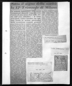 Sotto il segno della novità la 12a Triennale di Milano - La grande esposizione che verrà inaugurata domani rappresenta l'inizio di una terza fase nella storia dell'ente cittadino - Il tema principale, <<casa e scuola>>, ha ispirato anche le sezioni particolari delle numerose nazioni presenti, sta in IL POPOLO - quotidiano