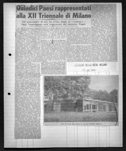 Quindici Paesi rappresentati alla XII Triennale di Milano - Nel pomeriggio di ieri ha avuto luogo la <<vernice>> - Oggi l'esposizione sarà inaugurata dal ministro Togni, sta in CORRIERE DELLA SERA - quotidiano