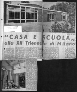 CASA E SCUOLA alla XII Triennale di Milano, sta in L'OSSERVATORE DELLA DOMENICA - periodico