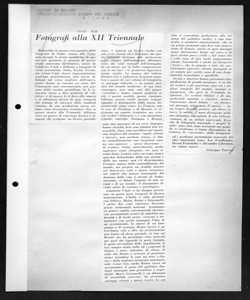 Fotografi alla XII Triennale, sta in CITTÀ DI MILANO - Periodico