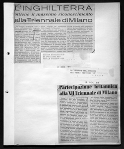 Partecipazione britannica alla XII Triennale di Milano, sta in LA TRIBUNA DEL SALENTO - Quotidiano
