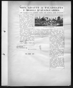 NON ADATTI A FILADELFIA I MOBILI D'AVANGUARDIA - Alle manifestazioni italiane risalto alle tendenze della Triennale, sta in IL MOBILE - Quotidiano