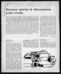 Sempre aperta la discussione sulla rivista, sta in ARGOMENTI DI ARCHITETTURA - periodico