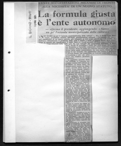 L'ENTE MANIFESTAZIONI MILANESI DI FRONTE ALLA NECESSITÀ DI UN NUOVO STATUTO - La formula giusta è l'ente autonomo, sta in IL GIORNO - quotidiano