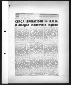 CERCA ISPIRAZIONE IN ITALIA il disegno industriale inglese, sta in LA SEDIA E IL MOBILE - periodico